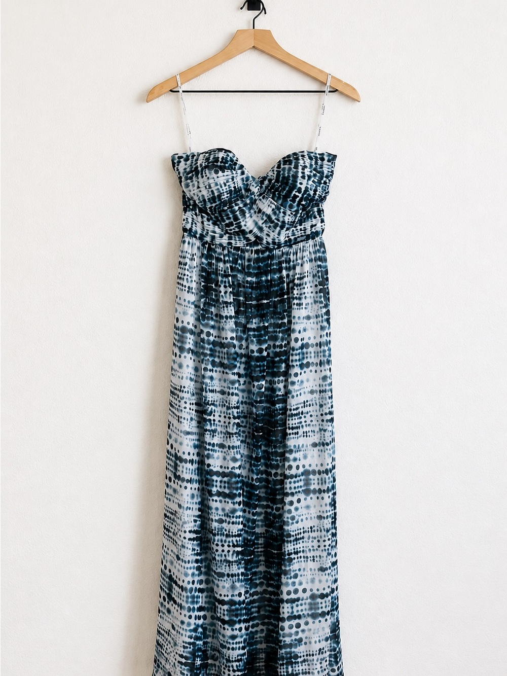 Calvin Klein Navy and White Strapless Maxi Dress